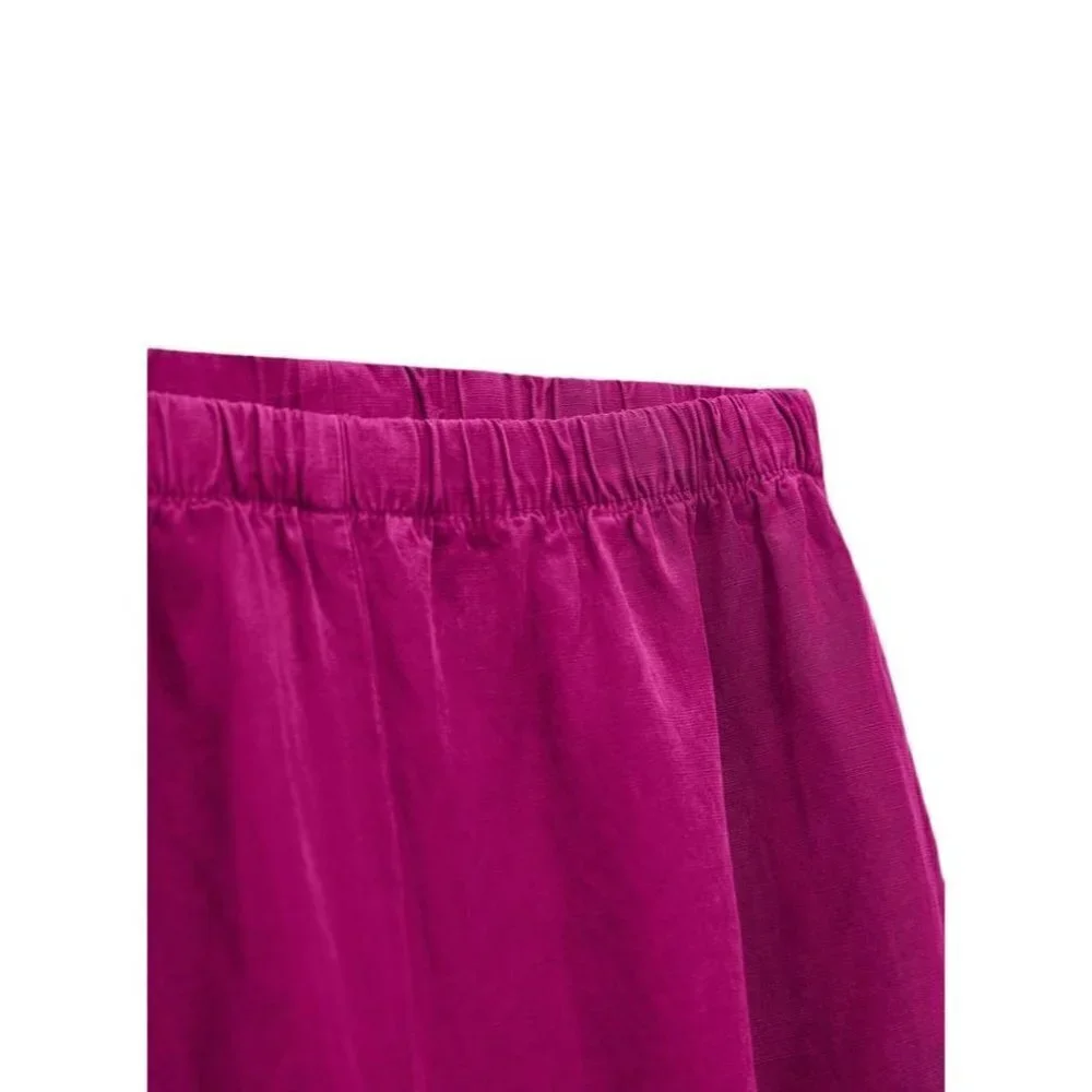 ZARA LINEN BLEND WIDE LEG PANTS FUCHSIA SIZE 4043/250
